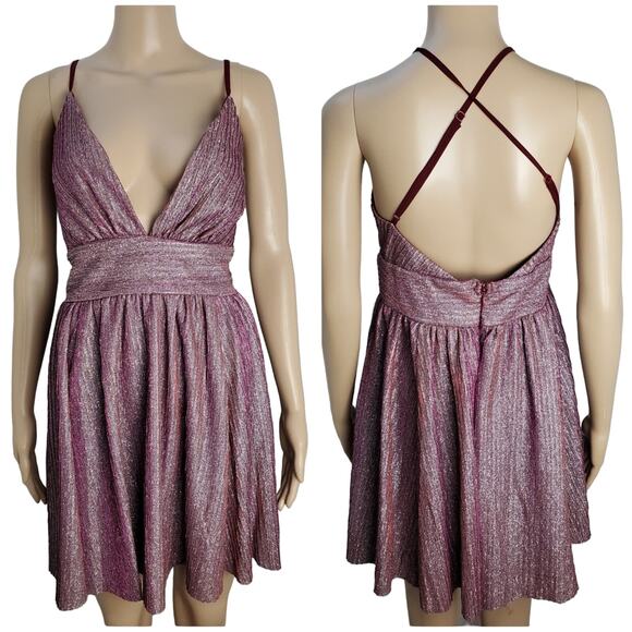 New Lulus Stop the Show Pink/Purple Glitter Fit & Flare Dress - Picture 1 of 14